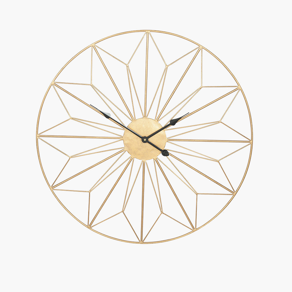 Gold Metal Geo Design Round Wall Clock